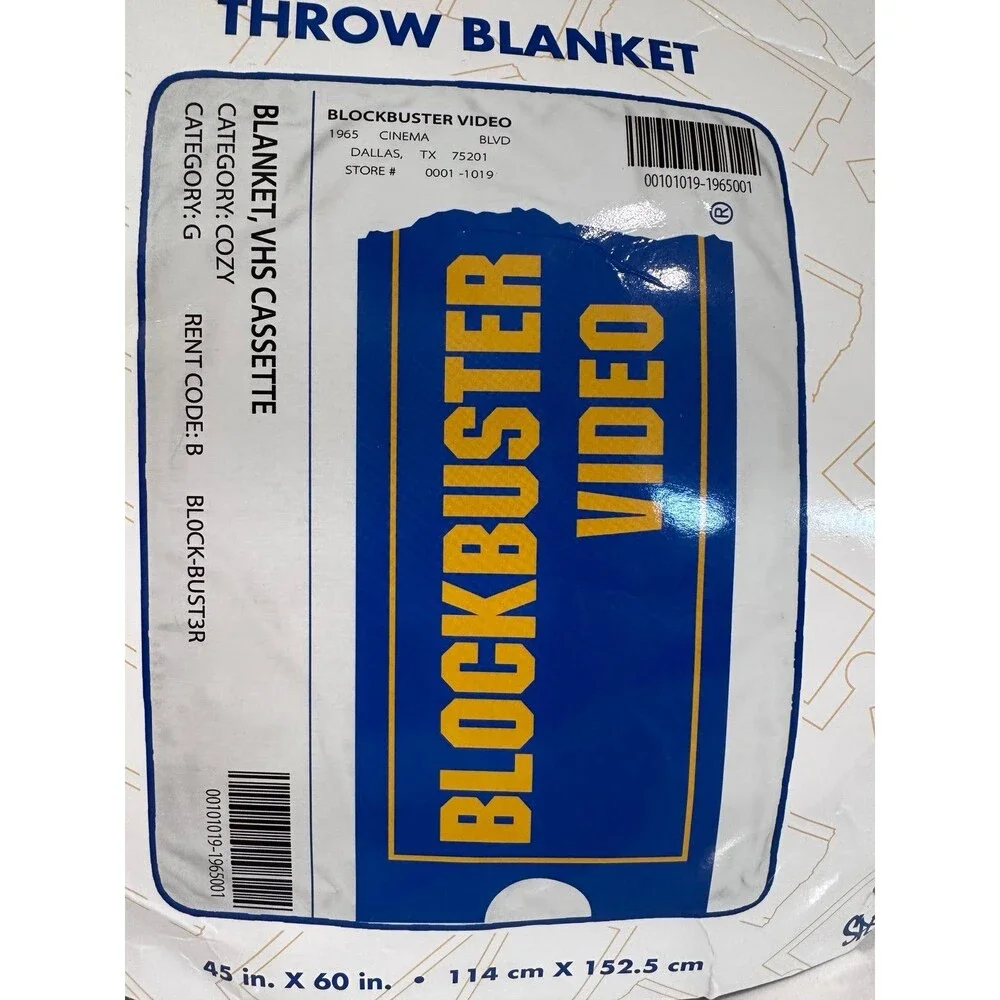 Blockbuster Video VHS Cassette Throw Blanket NWT Spencer's Rare 45 x 60 Blue